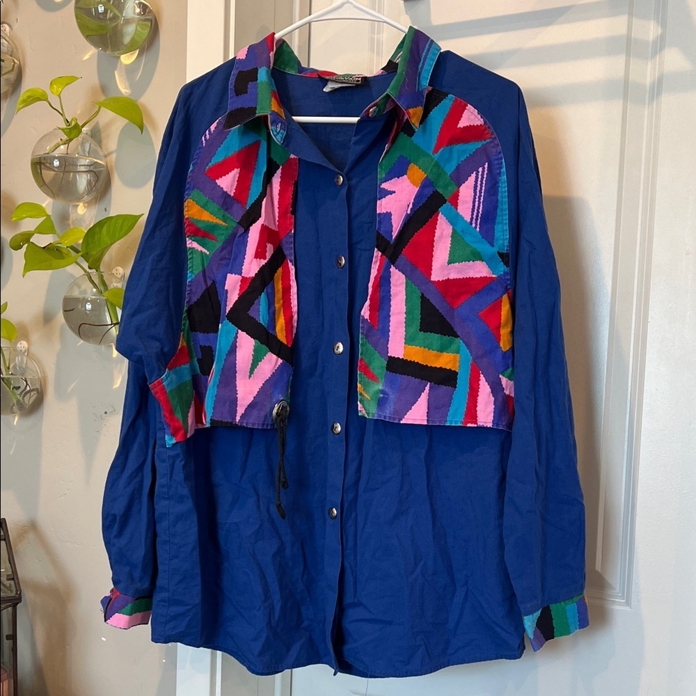 Colorful Geometric Women's Button Up